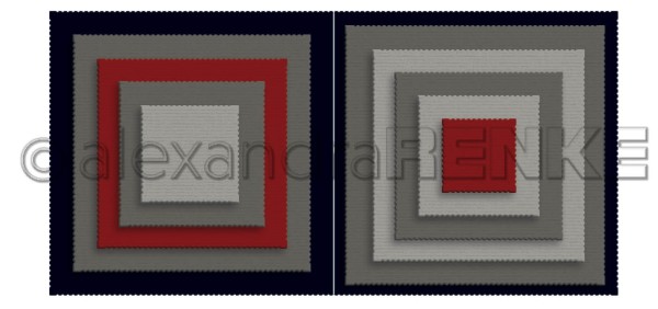 Alexandra Renke Stanzform ' Karte kleines Quadrat mit Briefmarkenrand und Auflegern ' D-AR-BA0201
