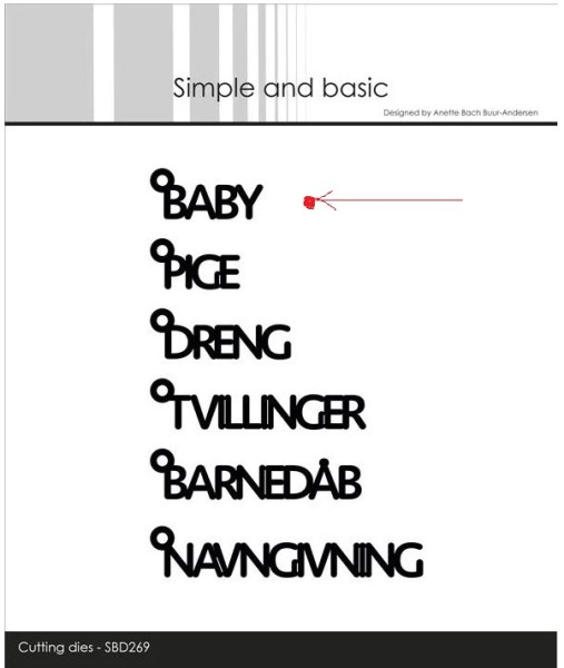 Simple and Basic Stanzform Texte mit Öse BABY etc. / Texts w/ hanger - Dänisch SBD269