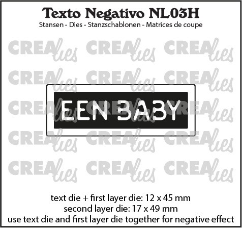 Crealies Stanzform Texto Negativo ' EEN BABY ' horizontal NL03H