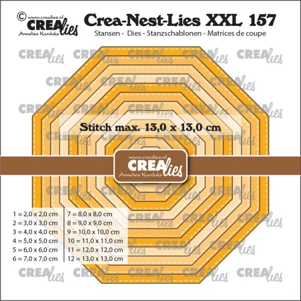 Crealies Stanzform Crea-Nest-Lies XXL Nr.157 ACHTECK mit Nähnaht / OCTAGON with stitch CLNestXXL157