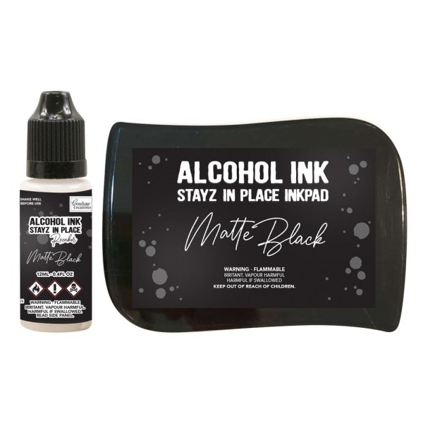 Couture Creations Stayz in Place Alcohol Ink Matte Jet Black Pad+Reinker CO728161