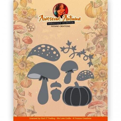 Yvonne Creations Stanzfom Awesome Autumn - AUTUMN MUSHROOMS YCD10325