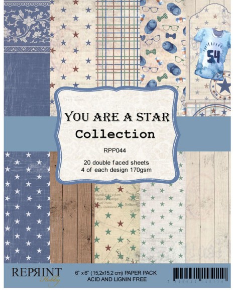 Reprint Scrapbook 6 " x 6 " Paper Pack YOU ARE A STAR Collection RPP044