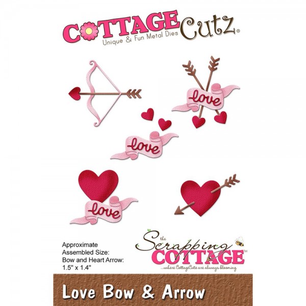 CottageCutz Stanzform Herz, Pfeil u. Bogen / Love Bow & Arrow CC-264