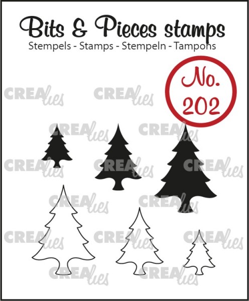 Crealies Clear Stempel Bäume / Trees ( solid and outline ) CLBP202