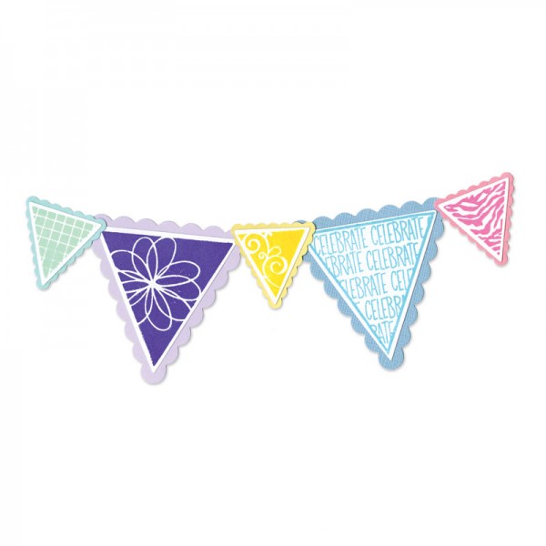 Sizzix Stanzform Framelits u. Clear-Stempel Banners Pennant 657915