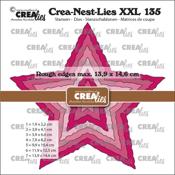 Crealies Stanzform Crea-Nest-Lies STERNE mit Büttenrand / Stars with rough Edges CLNestXXL135