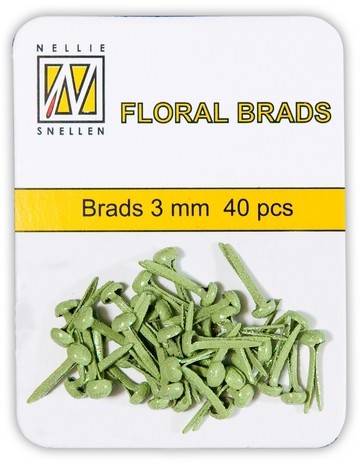 Nellie Floral Brads Mini Glitter HELL - GRÜN / GREEN FLP-GB-005
