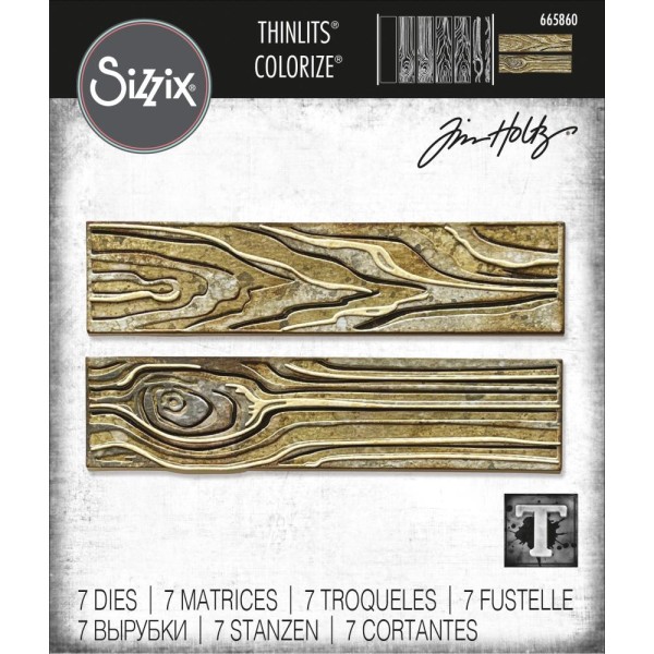 Sizzix Stanzform Thinlits WOODGRAIN, Colorize by Tim Holtz 665860
