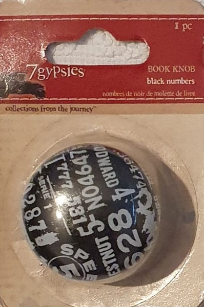 7Gypsies Pewter Book Knob Black Numbers 12616