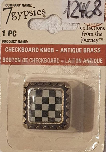 7Gypsies Checkboard Knob - Antique Brass 12468