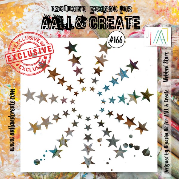 AALL & Create Stencil 15,2 cm x 15,2 cm WEBBED STARS AALL-PC-166