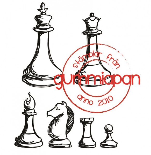 Gummiapan Stempelgummi Schachfiguren groß / Schackpjäser 19080101