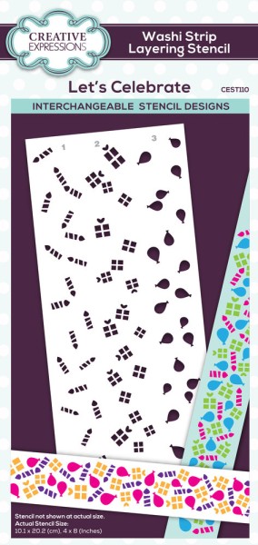 Creative Expressions Stencil Washi Strip Layering LET's CELEBRATE CEST110