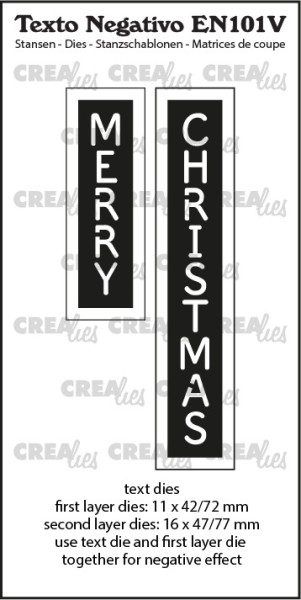 Crealies Stanzform Texto Negativo ' MERRY CHRISTMAS ' vertikal EN101V