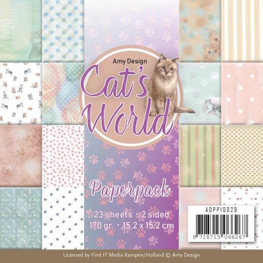 Amy Design Paperpad 15,2 cm x 15,2 cm Cats World ADPP10029