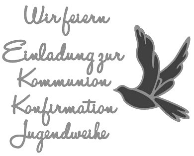 CraftEmotions Stanzf.'Wir feiern Einladung zur Kommunion Konfirmation Jugendweihe' Taube 115633/0420
