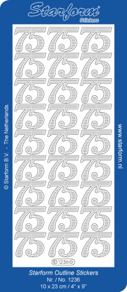 Starform Sticker SILBER Zahlen ' 75 ' 1236s