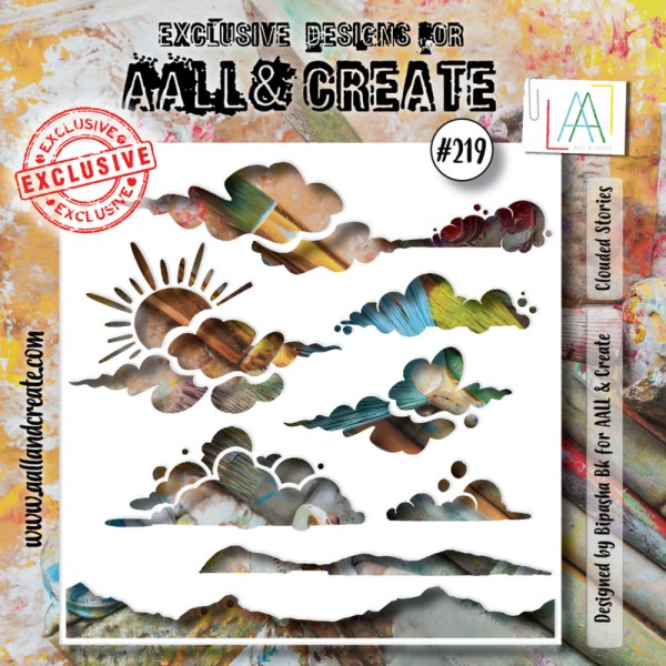 AALL & Create Stencil 15,2 cm x 15,2 cm CLOUDED STORIES AALL-PC-219