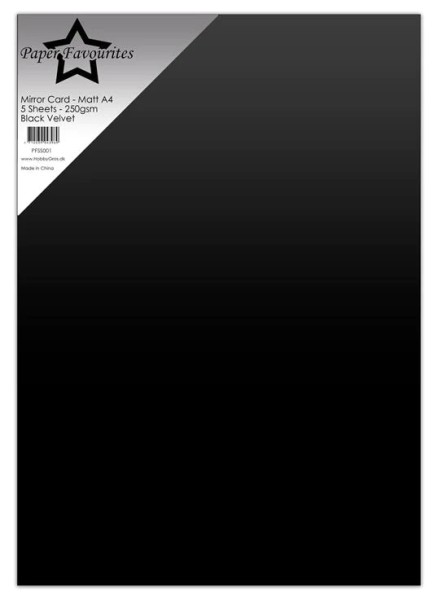 Paper Favourites A4 Mirror Card Mat ' BLACK VELVET ' ( 5 Blatt ) PFSS001