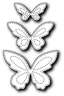 Poppystamps Stanzform Schmetterlinge mit Nähnaht / Stitched Butterfly Trio 1798
