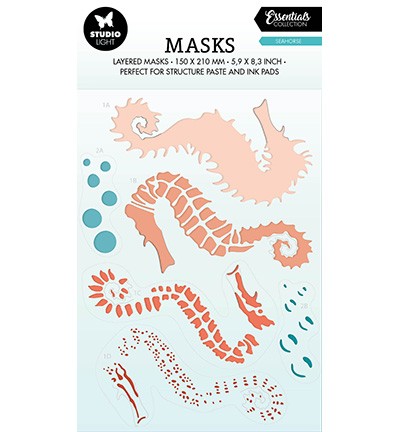 Studio Light Mask Stencil 15 cm x 21 cm Seahorse Essentials Nr.197 SL-ES-MASK197