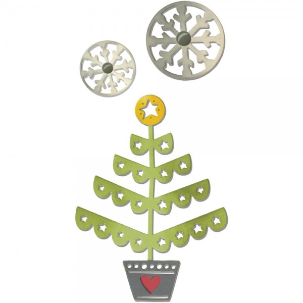 Sizzix Thinlits Stanzformen Weihnachtsbaum u. Schneeflocken / Christmas Tree & Snowflakes 660726