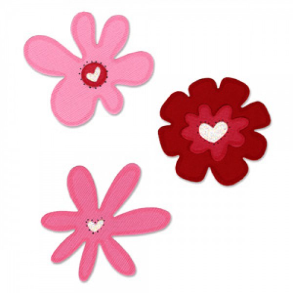 Sizzix Stanzform Sizzlits MEDIUM 3-er Valentins-Blumen / Valentine flowers 655676