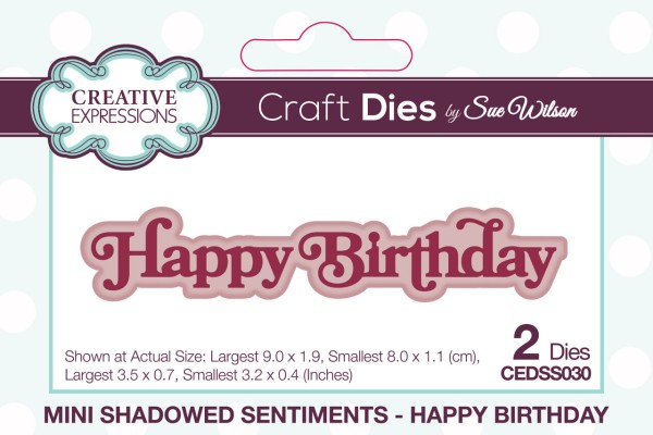 Creative Expressions Stanzform Mini Shadowed Sentiments ' Happy Birthday ' CEDSS030