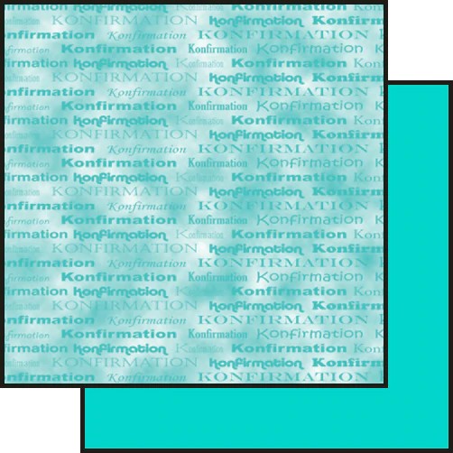 Hobbygros 2-seitiges Scrapbookpapier auf Marmor-Hintergrund + Text ' Konfirmation ' TÜRKIS 2855.25