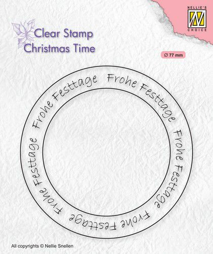 Nellies Choice Clear Stempel Christmas Time Frohe Festtage in Kreisform CT041