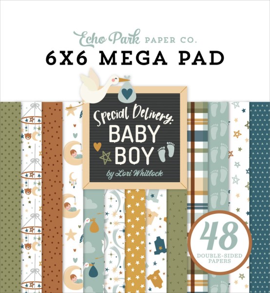 Echo Park MEGA Paperpad 6 " x 6 " SPECIAL DELIVERY BABY BOY SDB353031