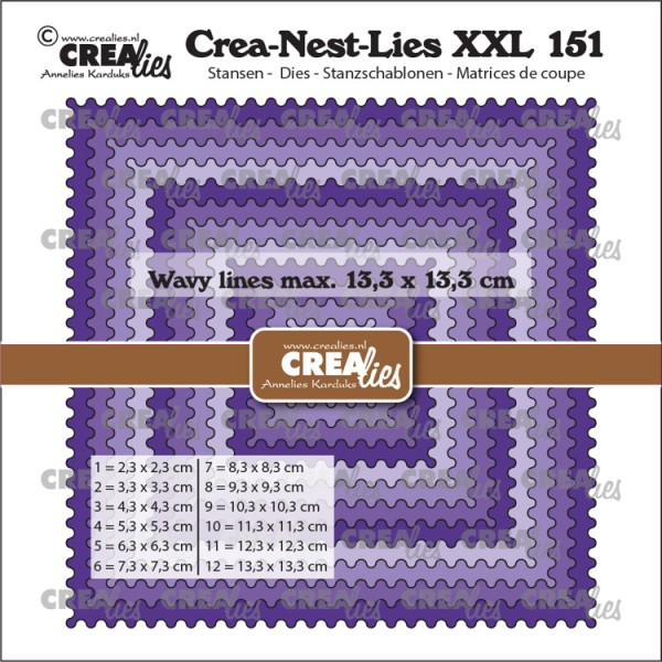 Crealies Stanzform Crea-Nest-Lies XXL Nr. 151 QUADRATE mit gewelltem Rand / Squares with Wavy Line