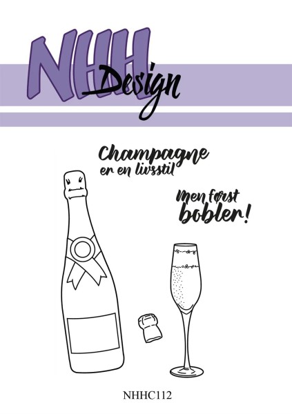 NHH Design Clearstempel A7 Champagnerflasche u. Sektglas / Champagne NHHC112