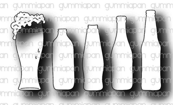 Gummiapan Stanzform kleine Bierflaschen u. Gläser / Små ölflaskor & glas D220141