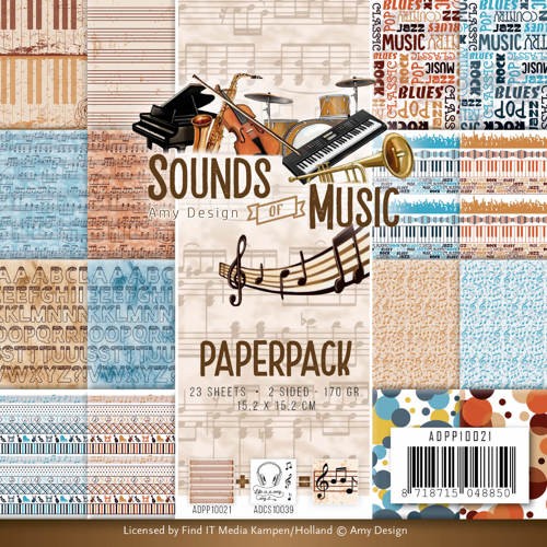 Amy Design Papieblock 15,2 cm x 15,2 cm Sounds of Musict ADPP10021