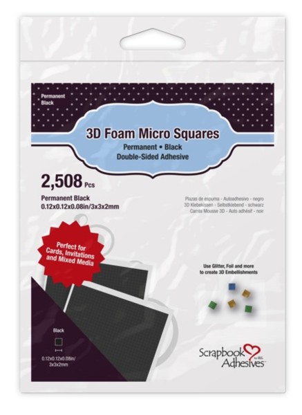 Scrapbook Adhesives 3D Foam Squares Micro ( 3 mm x 3 mm x dicke 2 mm ) BLACK ( 2.508 pcs ) 01403-10