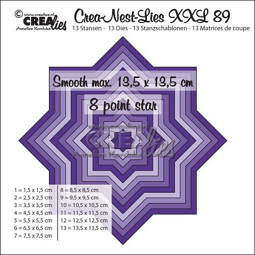 Crealies Stanzform Crea-Nest-Lies Set Nr. 89 Stern 8-zackig / Smooth 8 point star CLNest89XXL disc.