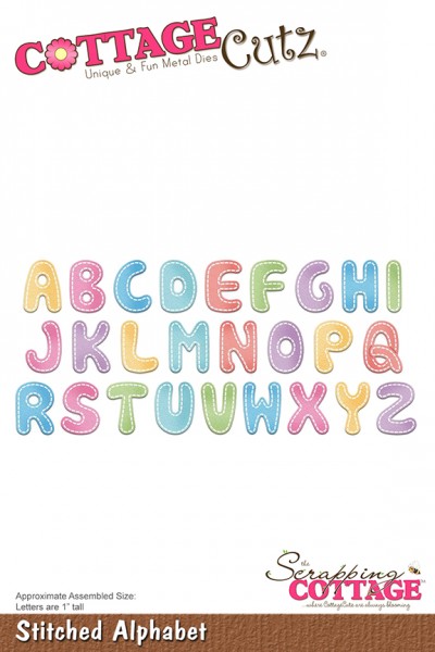 CottageCutz Stanzform Alphabet Großbuchstaben mit Nähnaht 2,5 cm / Stitched Alphabet CC-398