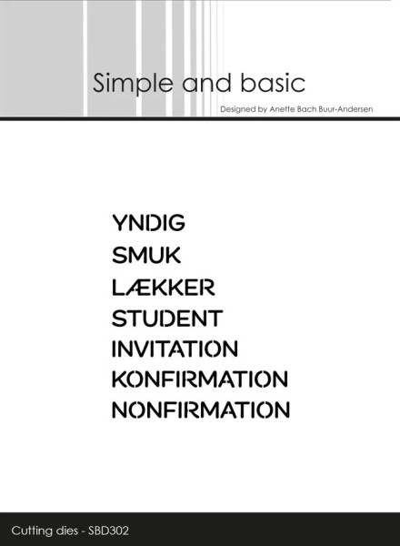 Simple and Basic Stanzform Cut Words - Danske Tekster # 2 SBD302