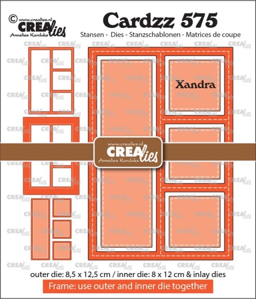 Crealies Stanzform Cardzz Nr. 575 Frame & Inlays Xandra (3 squares and 1 rectangle) CLCZ575