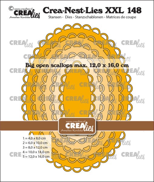 Crealies Stanzform Crea-Nest-Lies XXL Ovale große offene Wellenrand / Ovals with Big Open Scallop CL