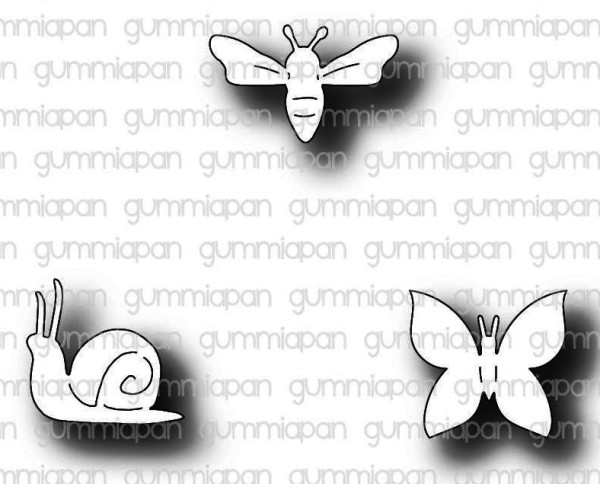 Gummiapan Stanzform Insekten Schnecke, Biene u. Schmetterling / Småkryp D210651