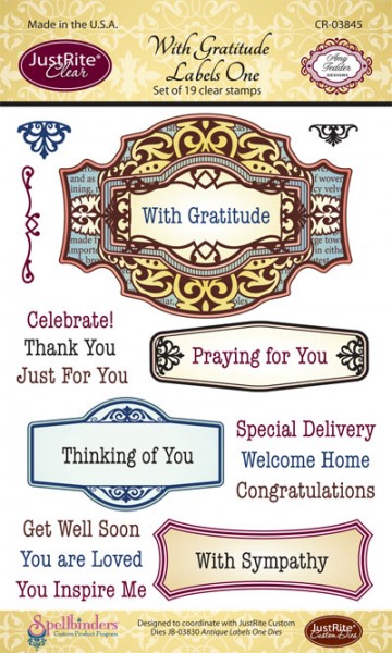 JustRite Clear Stamps Set With Gratitude Labels One CR-03845