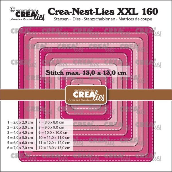 Crealies Stanzform Crea-Nest-Lies XXL Nr.160 SQUARES with rounded corners, stitchline CLNestXXL160