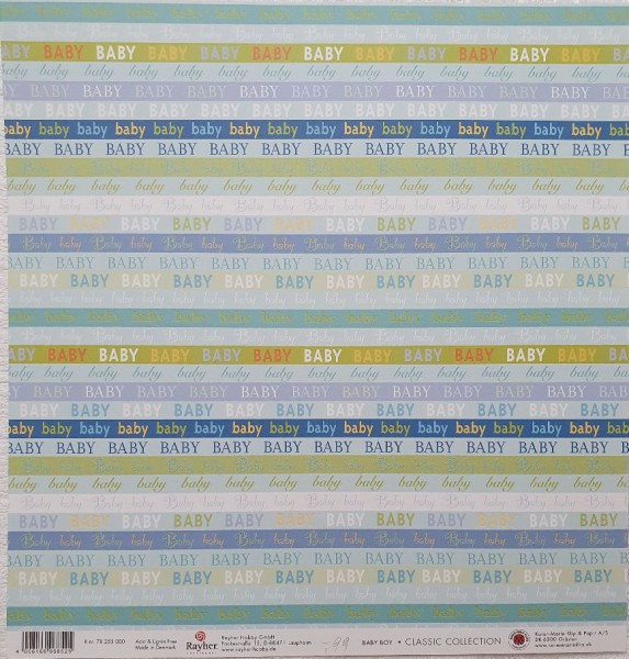 Rayher Scrapbookpapier Streifen BABY BOY blau-grün / hellblau 78-255-000