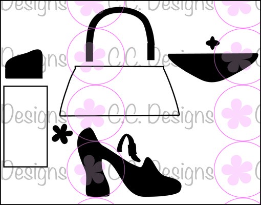 C.C.Designs Stanzform Schuh,Tasche u. Lippenstift / Gals ATS102
