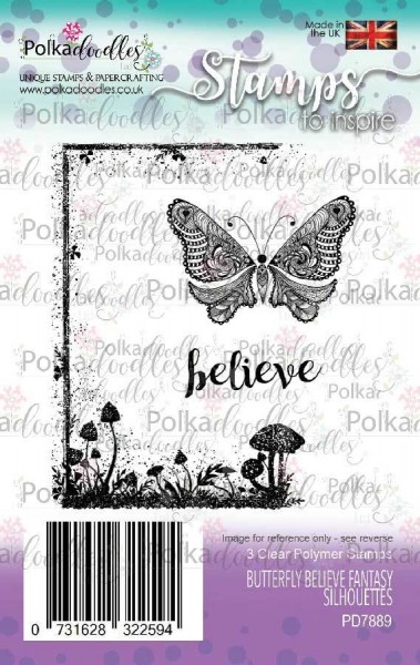 Polkadoodles Clearstempel-Set Butterfly Believe Fantasy Silhouettes