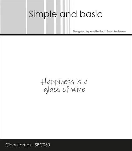 Simple and Basic Clearstempel ' Happiness is a glass of wine ' SBC050