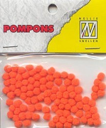 Nellie Mini Pompons / Pompon 3 mm NEON ORANGE POM022